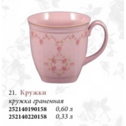 Кружка граненная "Амис" (розовый фарфор)