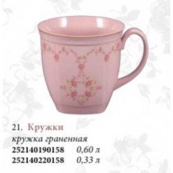 Кружка граненная "Амис" (розовый фарфор)